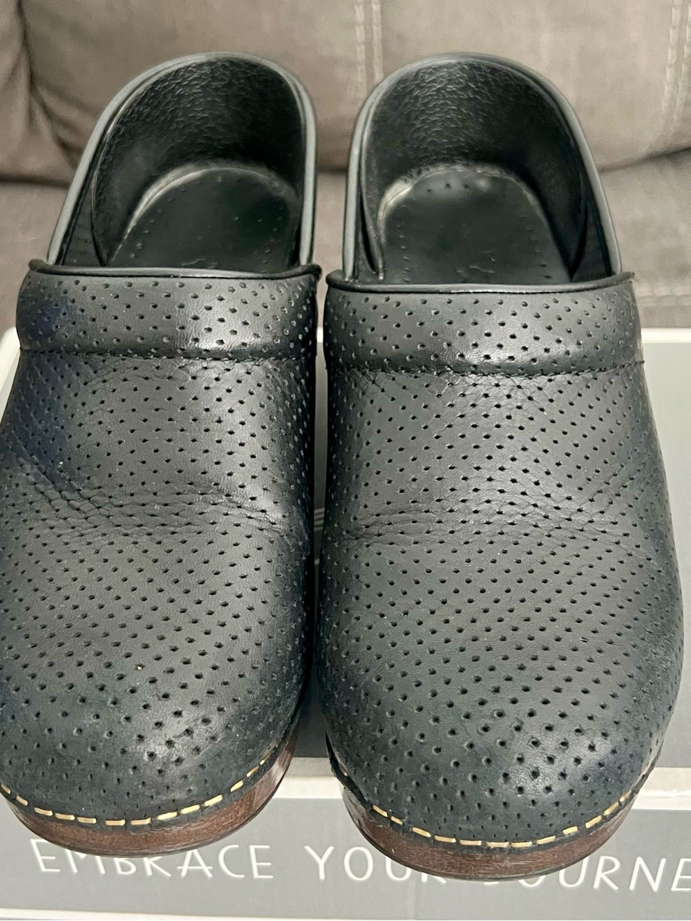 Dansko Black Perforated Leather Clogs